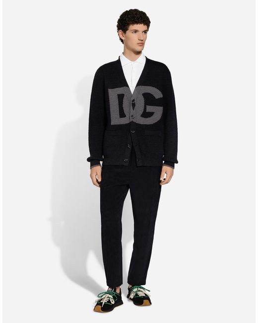 Dolce & Gabbana Handgefertigter Cardigan Aus Wolle in Black für Herren