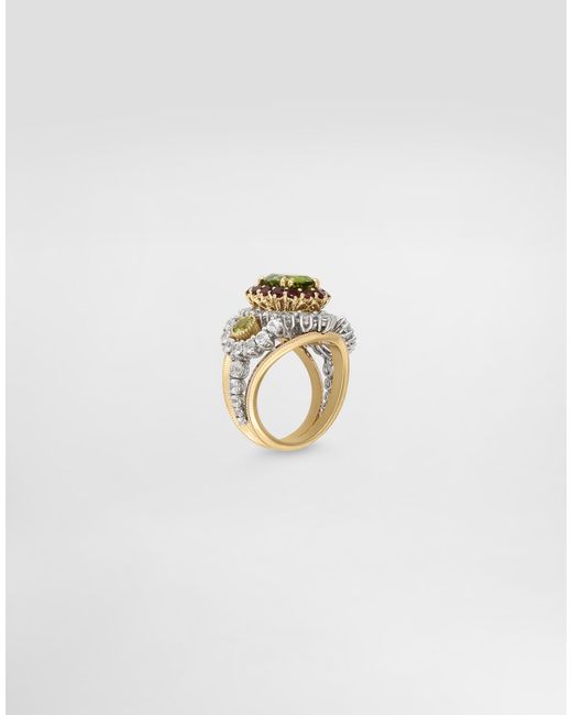 Dolce & Gabbana White 2325 Ring Peridots Y