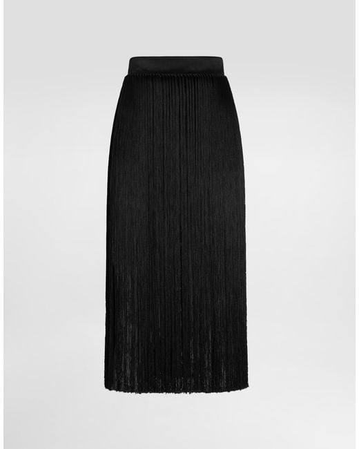 Dolce & Gabbana Black Long Fringed Skirt