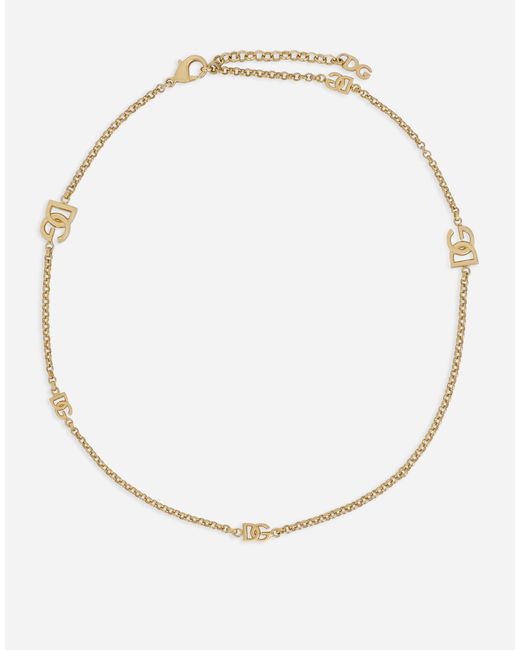 Dolce & Gabbana Fine Chain Necklace With Dg Logos in Gold (Natural