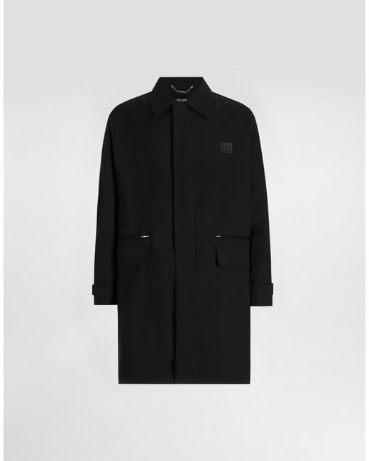 Dolce & Gabbana Black Nylon Canvas Single-Breasted Trench for men