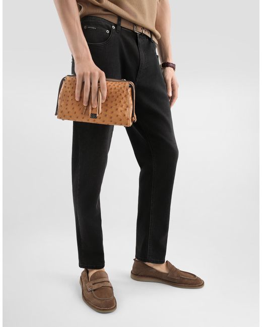 Dolce & Gabbana Brown Vittoria Ostrich Leather Bag for men