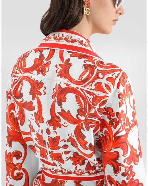 Chemise Vanity En Soie À Imprimé Majolique Dolce & Gabbana en coloris Red