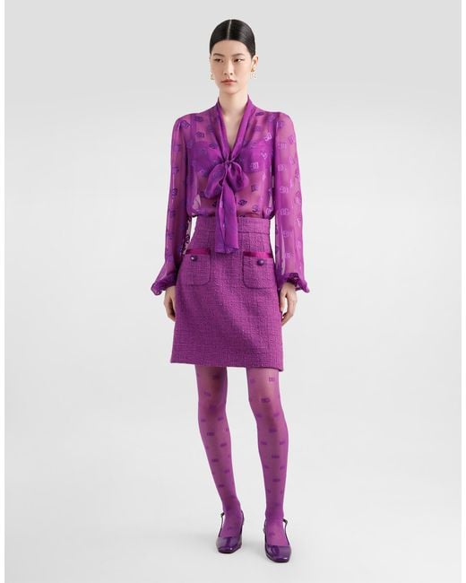 Dolce & Gabbana Rachel Tweed Skirt Purple