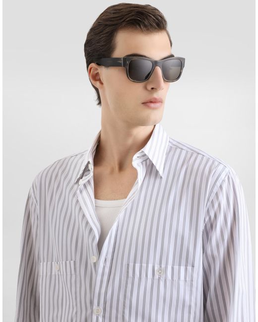 Dolce & Gabbana Blue Striped Poplin Martini Shirt for men