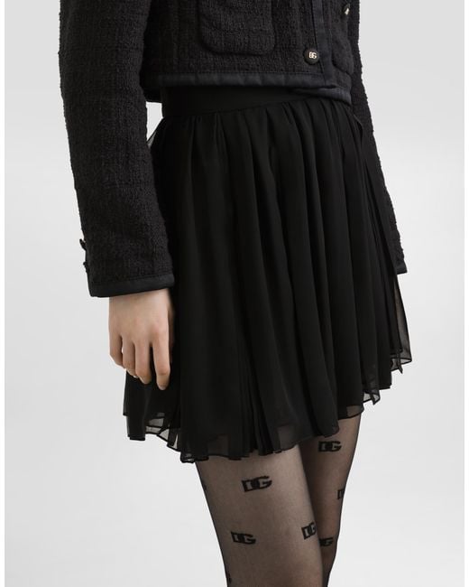 Dolce & Gabbana Black Pleated Chiffon Skirt