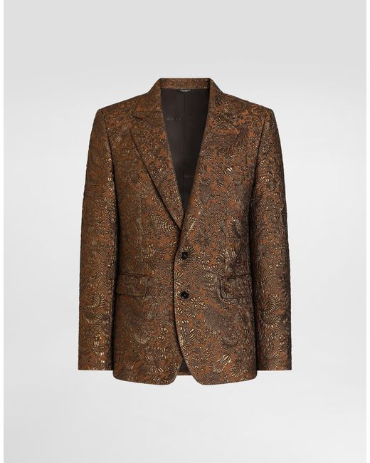 Dolce & Gabbana Brown Sicilia Light Single-Breasted Brocade Jacket for men