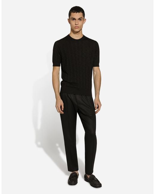 Dolce & Gabbana Black Wool Jogging Pants for men