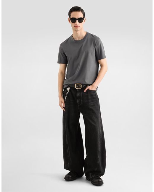 Dolce & Gabbana Gray Cotton Jersey T-Shirt for men