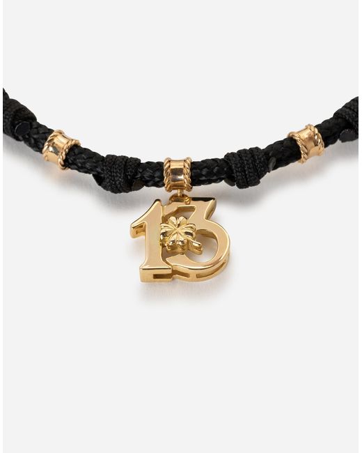 Dolce & Gabbana Blue Fabric Good Luck Bracelet With Pendant Charm for men