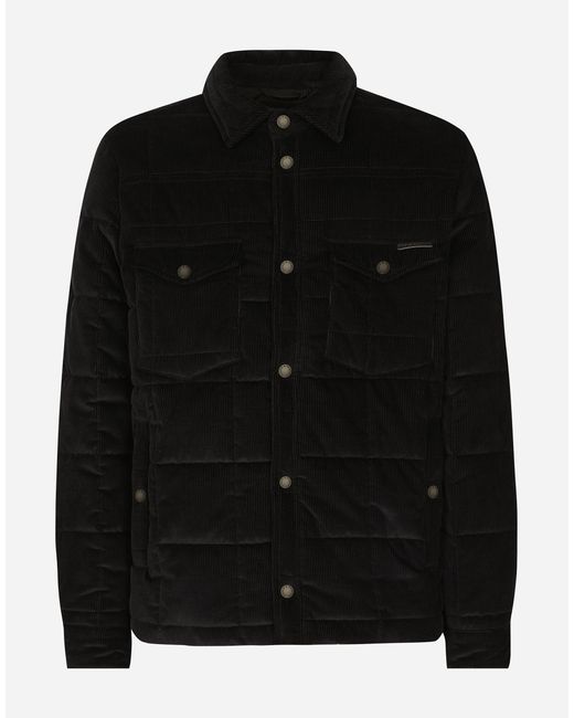 Dolce & Gabbana Black Quilted And Padded Corduroy Jacket for men