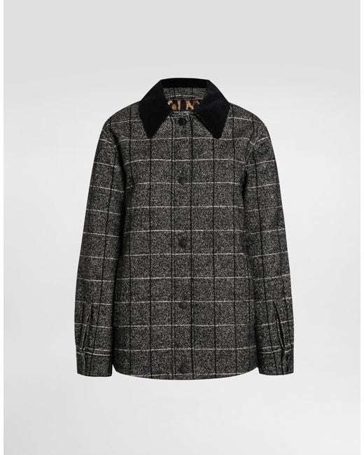 Dolce & Gabbana Black Checked Corduroy-Collar Jacket