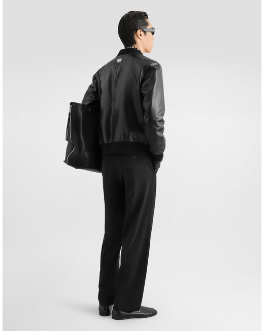 Dolce & Gabbana Black Calfskin Bomber Jacket� for men