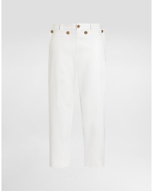 Dolce & Gabbana White Cotton Trousers for men