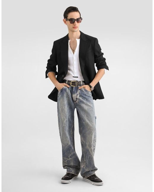Dolce & Gabbana Gray Denim Trousers for men