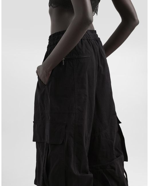 Dolce & Gabbana Black Waxed Faille Cargo Pants