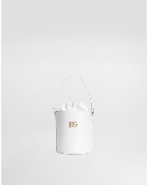 Dolce & Gabbana White Nappa Calfskin Bucket Bag