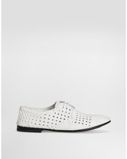 Dolce & Gabbana Derby Aus Geflochtenem Leder in White für Herren