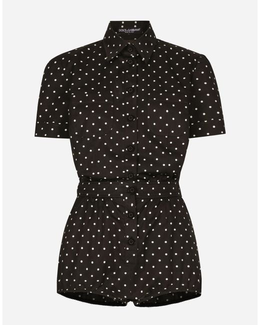Dolce & Gabbana ドットプリント コットン プレイスーツ Black