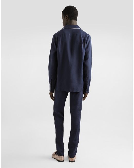 Dolce & Gabbana Blue Linen Pajama Pants for men