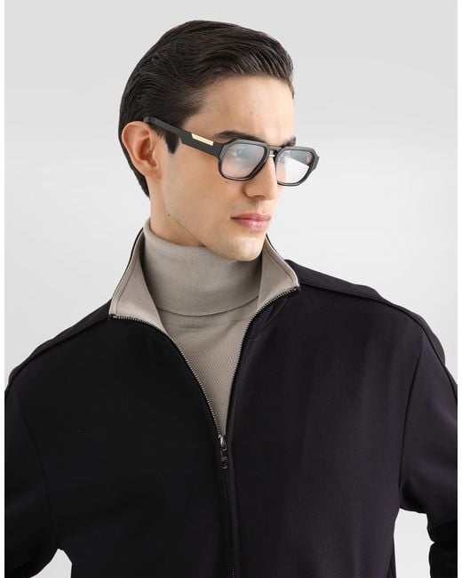 Dolce & Gabbana Black Jersey Zip-Up Sweatshirt for men