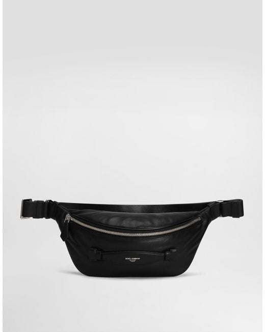 Dolce & Gabbana Black Calfskin Nappa Leather Belt Bag for men