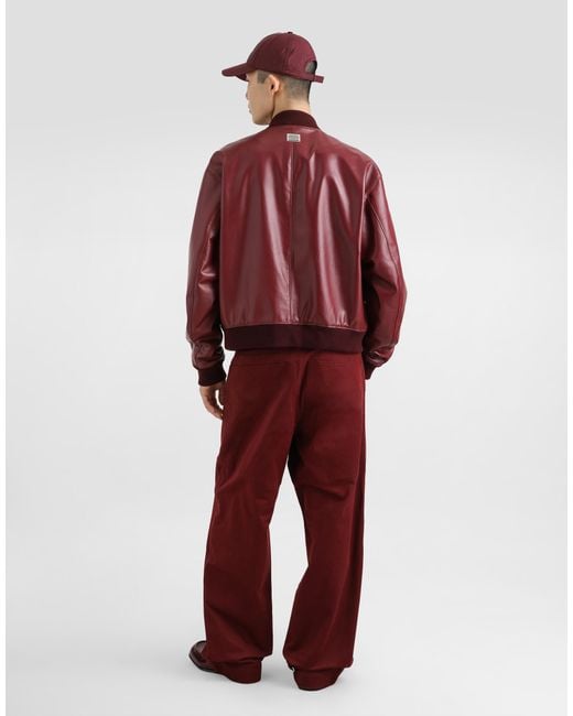 Dolce & Gabbana Red Sheepskin Bomber Jacket for men