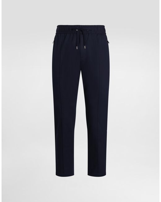 Dolce & Gabbana Blue Stretch Cotton Gabardine Jogging Trousers for men