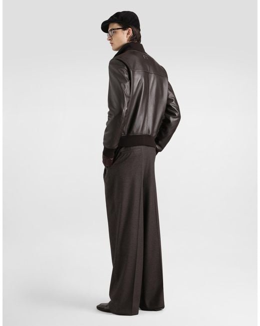 Dolce & Gabbana Black Lambskin Bomber Jacket for men