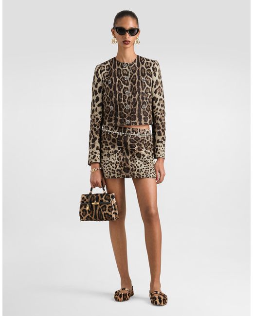Dolce & Gabbana Natural Leo- Brocade Mini Skirt