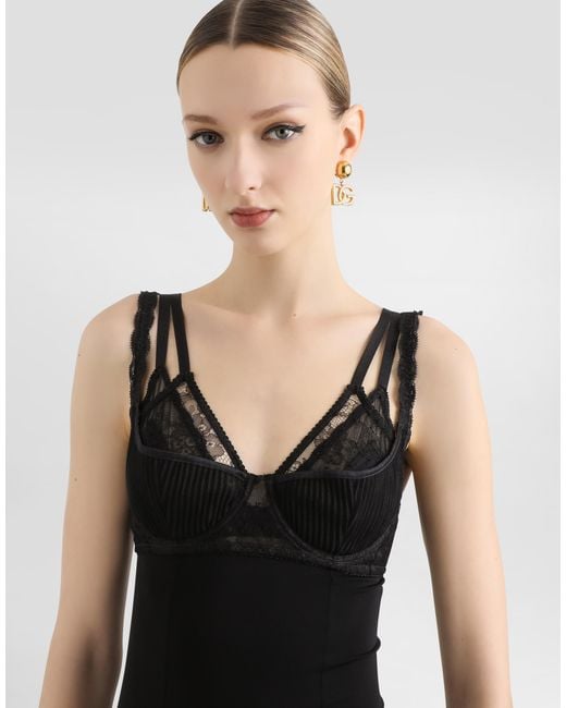 Dolce & Gabbana Black Organza Godet Dress