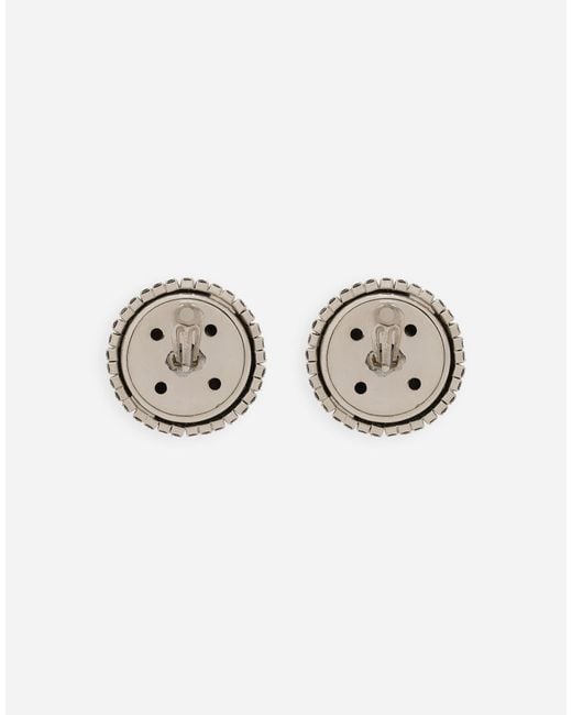Dolce & Gabbana Metallic Crystal-Embellished Clip-On Earrings