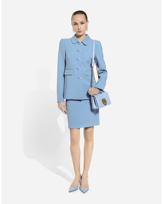 Dolce & Gabbana Blue Single-Breasted Gabbana Wool Crêpe Jacket