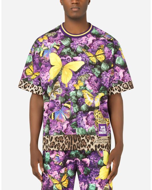 Dolce & Gabbana Multicolor Cotton T-shirt With Butterfly Print for men