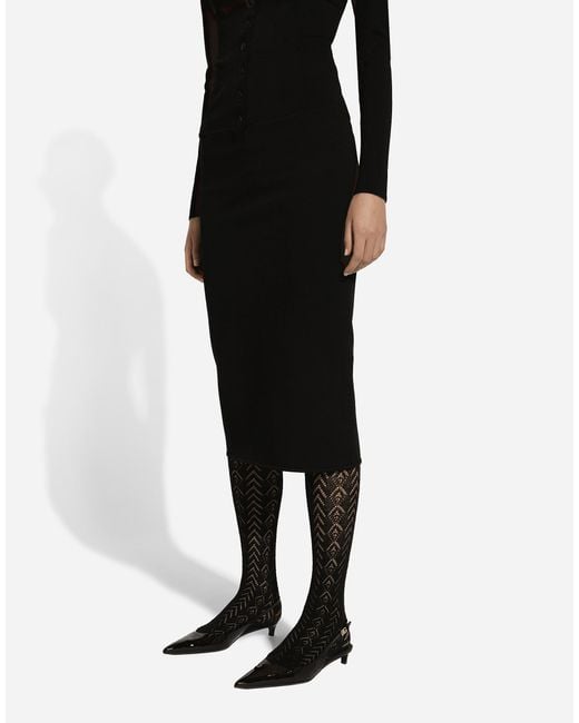 Dolce & Gabbana Black Stretch Viscose Knit Pencil Skirt With Dg Logo
