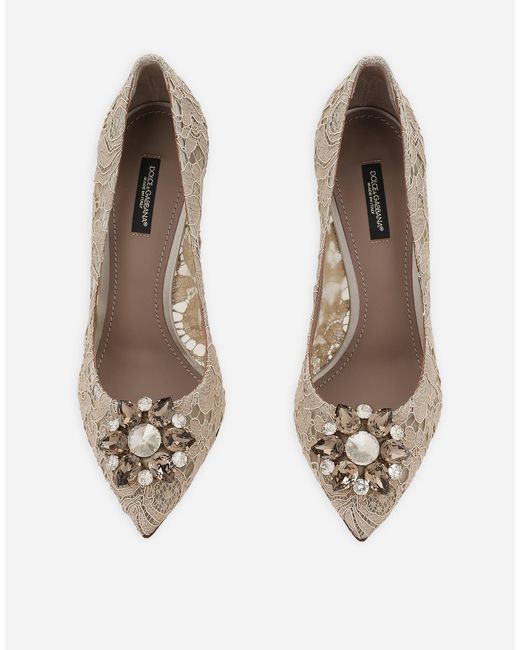 Dolce & Gabbana レインボー パンプス レース ブローチ ホワイト Dolce & Gabbana レインボー パンプス レース ブローチ ホワイト