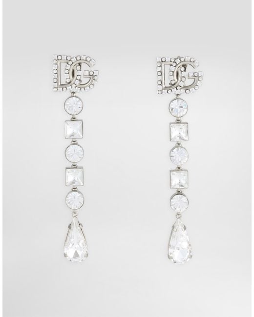 Dolce & Gabbana Dgロゴ＆ラインストーン ドロップイヤリング White