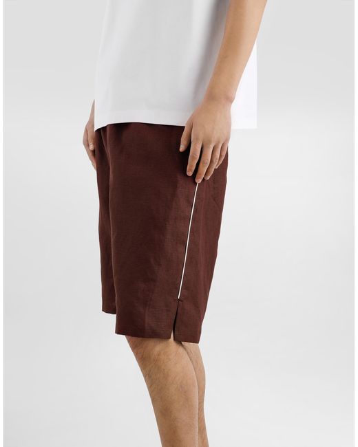 Dolce & Gabbana Red Linen Fabric Shorts for men