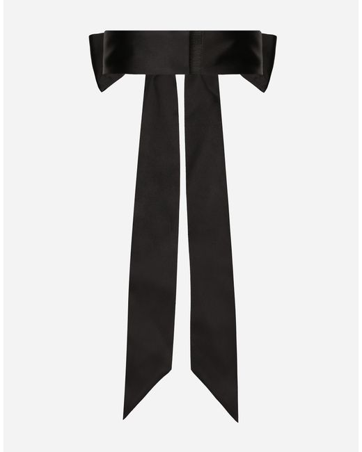 Dolce & Gabbana Black Silk Satin Tie-Belt with Hook Closure