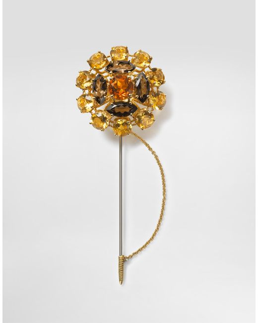 Dolce & Gabbana Sicily Brooch 18-Carat And, Madera Quartz, Smoky Quartz And Citrines in White für Herren