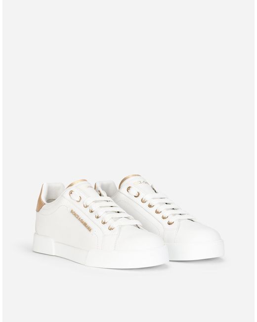 Dolce & Gabbana ポルトフィーノ スニーカー ナッパカーフスキン レタリング Natural
