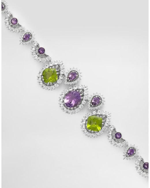 Dolce & Gabbana White Eleganza Bracelet 18-Carat, Amethysts, Peridots, And Sapphires