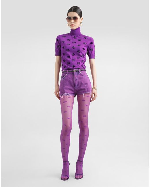 Dolce & Gabbana Purple Denim Shorts