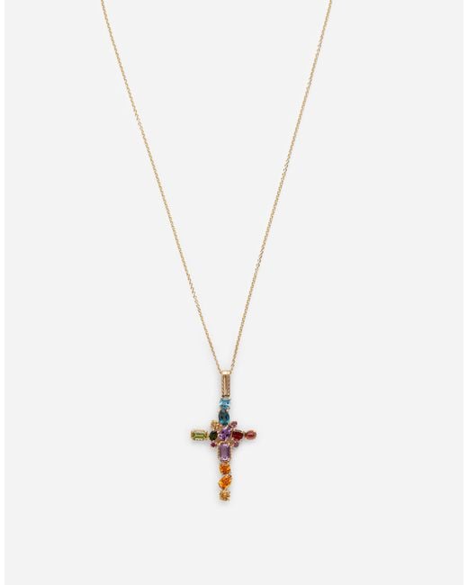 Dolce & Gabbana White Pendant 18-Carat And Multicolored Gems