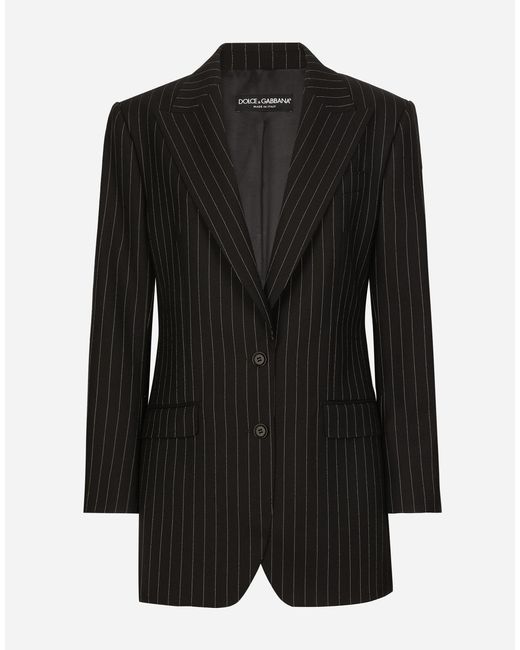 Dolce & Gabbana ピンストライプ ウール シングルブレスト ジャケット Black