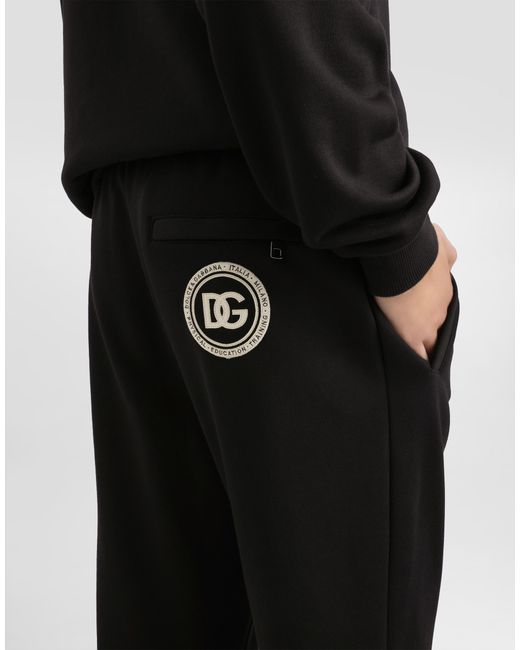 Dolce & Gabbana Black Jersey Trousers With Patch for men