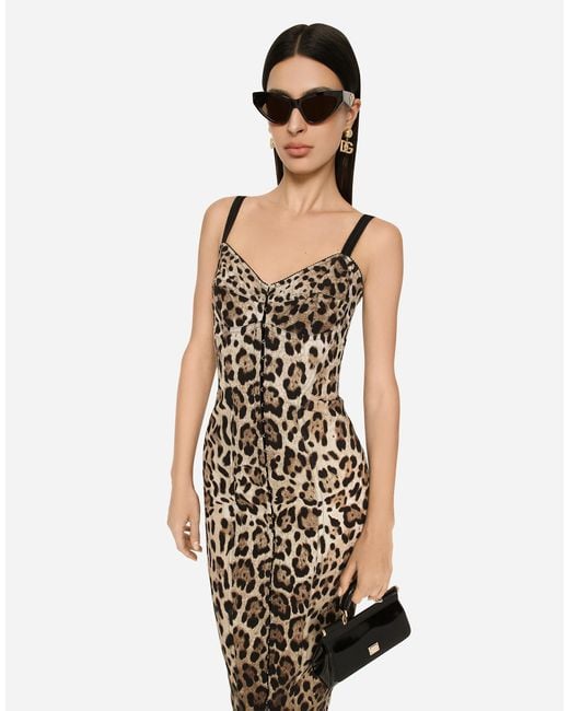Dolce & Gabbana Brown Leopard-print Midi Dress