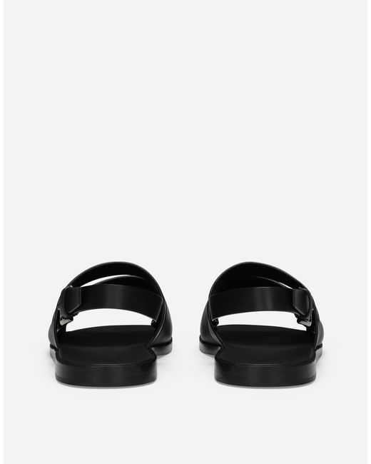 Dolce & Gabbana Black Calfskin Sandals for men