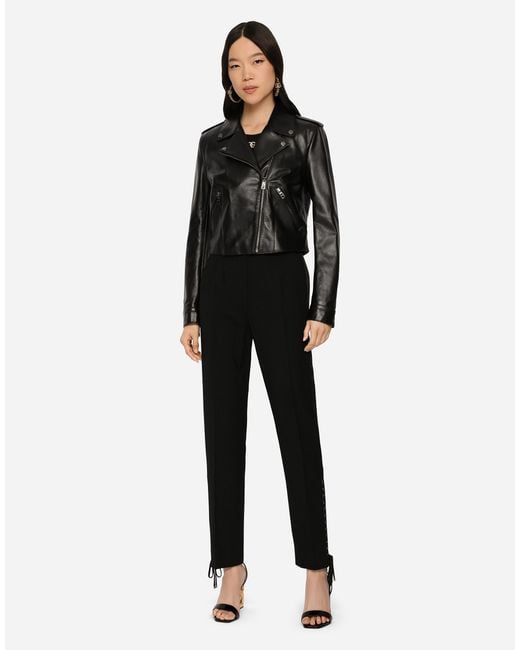 Dolce & Gabbana Black Leather Biker Jacket