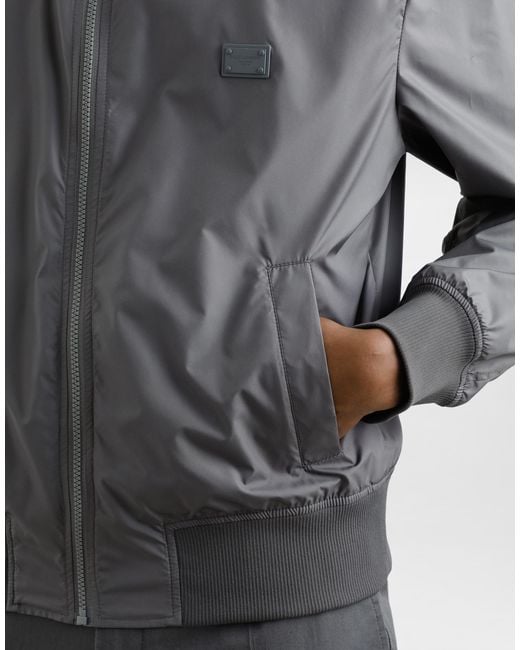 Bómber De Tejido Técnico Con Placa Dolce & Gabbana de hombre de color Gray